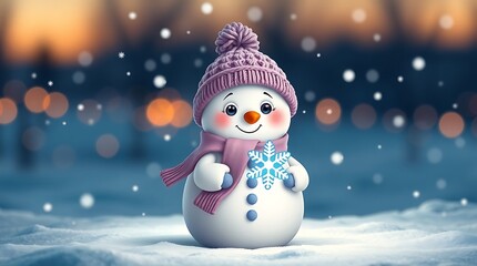 "Snowy Friend at Dusk"