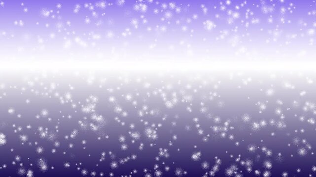 紫色と白のグラデーションに横方向の白い光。雪のような丸い粒がチラチラと動いていく。