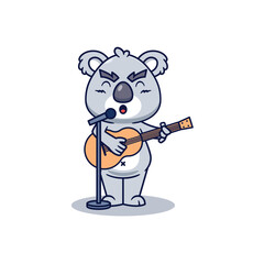 Cartoon Koala Playing Guitar and Singing