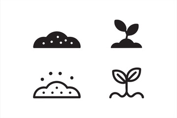 Wheelbarrow, Shovel, and Rake Outline Icons