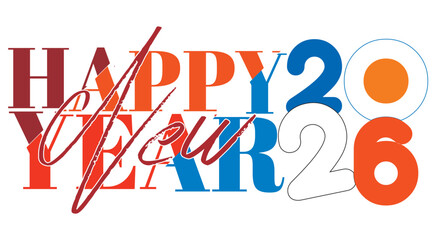 happy new year 2026 typography design for graphics designer.