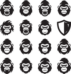 Vector Graphic of Angry Gorilla Faces with a Shield Icon Pattern