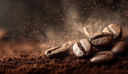Coffee Beans and Ground Coffee Dust Explosion roasted