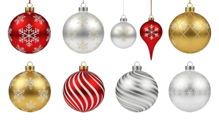 Collection of vintage christmas ornaments on a black background