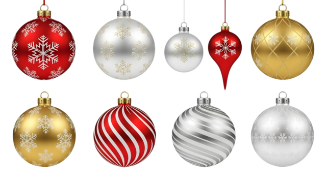 Collection of vintage christmas ornaments on a black background