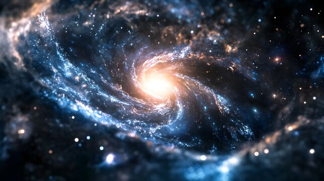 Stunning spiral galaxy with bright center core showcases cosmic beauty and interstellar dust clouds in a breathtaking astronomical display