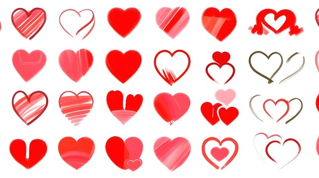 set of red hearts on white background - Powered by Adobe