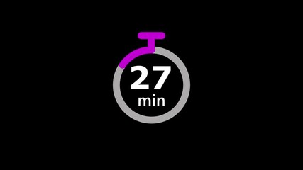 Minimal Countdown Timer on Black Background. 32 to 0 Minutes Countdown Timer.