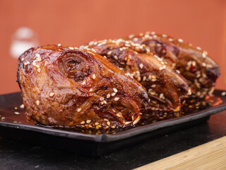 Spicy Marinated Rabbit Head Dish Chengdu Shuangliu Traditional Chinese Cuisine with Sesame Seeds