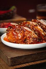 Spicy Marinated Rabbit Head Traditional Chengdu Shuangliu Chinese Cuisine with Sesame Seeds and Chili Oil