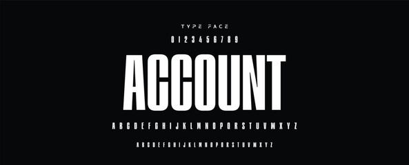 Digital modern alphabet font. Creative abstract urban, futuristic, fashion, sport, minimal technology typography.  Simple vector illustration with number