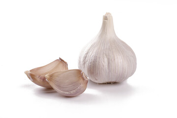 Fresh White Garlic Bulb with Cloves from Shandong Farm on White Background