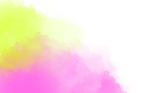 Abstract watercolor splash of pink and yellow on white background