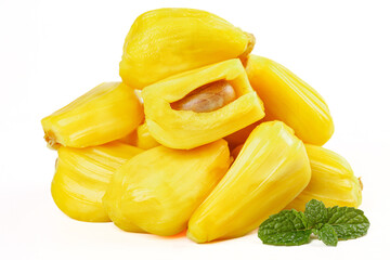 Fresh Jackfruit Pieces with Mint Leaves - Tropical Asian Fruit from Vietnam Borneo
