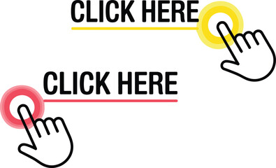 Click Here Buttons with Hand Cursor and Glowing Circles pointer