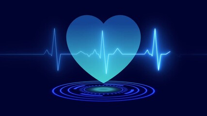 Glowing neon medical technology heart placed on technology circle with heart wave it refers to technology - Powered by Adobe