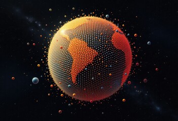 Earth Globe with Abstract Design.