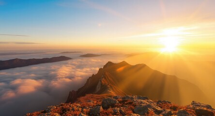 Majestic Sunrise Mountaintop View.