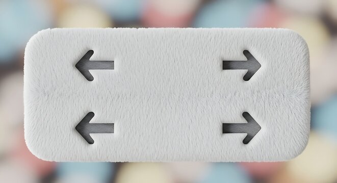 White pill with four arrows pointing inward symbolizing convergence or compression concept