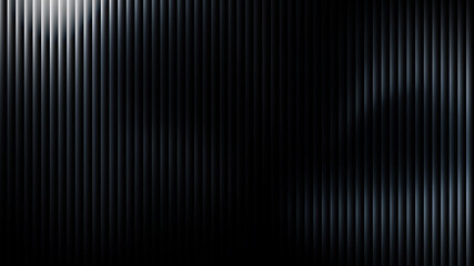 Obraz premium Abstract dark background with vertical metallic ribbed texture and subtle light reflection on the sides creating a modern pattern