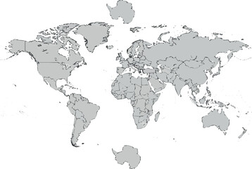 Create World map on white background. Outline world map. World map template with continents. North and South America, Europe and Asia, Africa and Australia Victor Art Editable