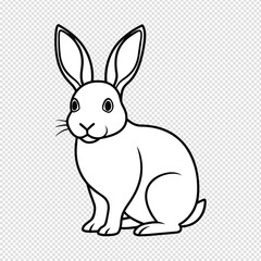 Charming black and white sketch of a fluffy rabbit sitting upright with its ears perked perfect for children s illustrations and spring themes