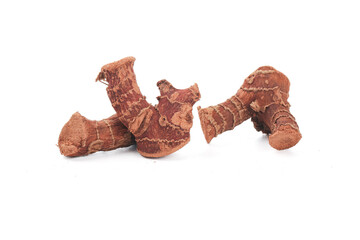 Fototapeta premium Fresh Galangal Root Traditional Asian Spice Herbal Medicine Ingredient Isolated White Background