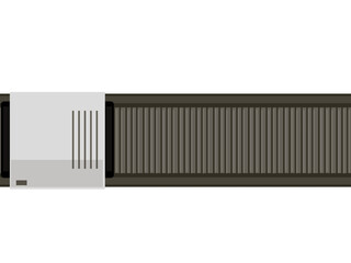 Top view of Industrial conveyor machine isolated. Mechanical belt system. Transparent background. Automated factory equipment. Flat clean illustration.