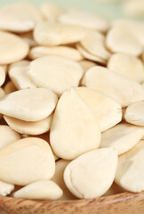 Fresh Peeled Sliced Almonds Close-Up - Raw White Nuts for Cooking and Baking