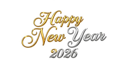 Golden script text reading Happy New Year 2026 clipart illustration