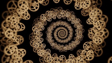Complex Interlocking: A mechanical gear arrangement creates an illusion of infinite motion