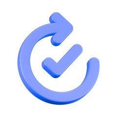 3d rendering icon update check blue color