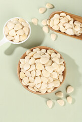 Sliced Blanched Almonds in Wooden Bowls - Healthy Nuts Ingredient