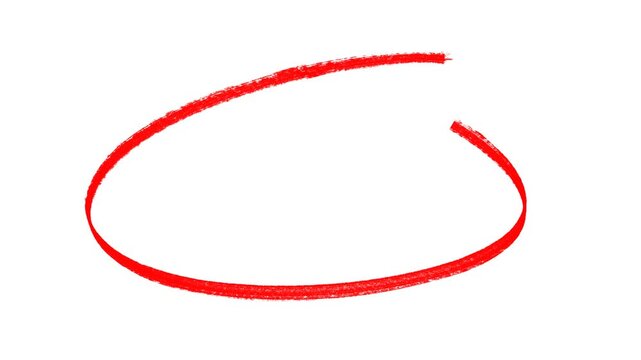 Red circle animated marker hand-drawn highlighter elements. Hand-drawn oval animation, Hand-drawn red circle highlight with transparent background.