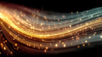 Golden Luster Background with Shining Waves and Blurred Patterns