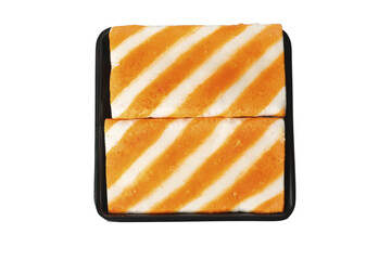 Japanese Kamaboko Fish Cake Slices for Hotpot Cooking in Black Tray