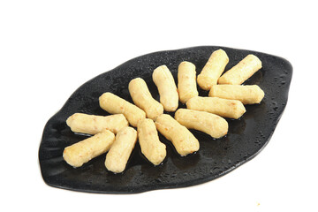 Golden Potato Croquettes Sweet Balls Variety Ingredients Meatballs Hotpot Appetizer Black Plate Food Photography