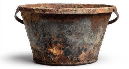 Antique Rustic Metal Planter with Handles.