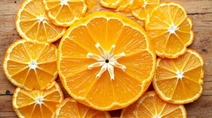Invigorating citrus slices offer a vibrant burst of sunshine, perfect for healthy eating promotions and juice bar designs, radiating freshness and vitality