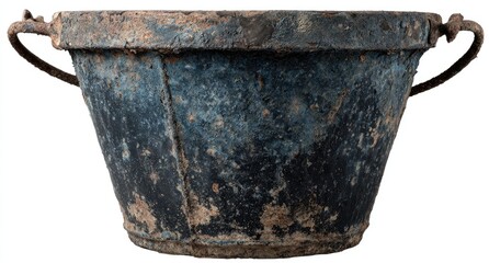 Antique Rustic Wooden Bucket with Metal Handles.