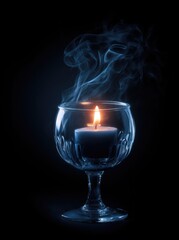 Candlelight in Crystal Glass with Smoke.