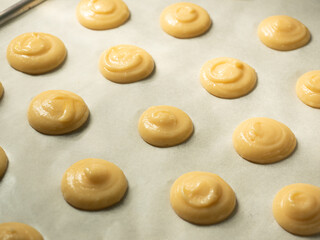 choux cream pastry before baking