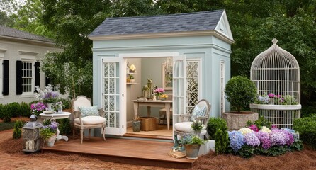 Charming Backyard Shed Garden Retreat.