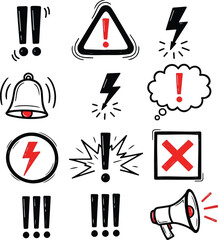 Warning and Alert Symbols Doodle Collection danger