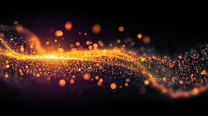 Golden Shimmer Abstract with Glowing Effects and Soft Waves