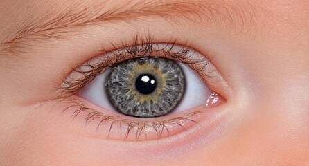 Close up of a human eye with green and gray iris.