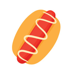 Hot Dog Fast Food Meal Simple Icon Clipart Cartoon Hand Drawing Vector Illustration