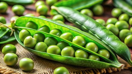 Fresh organic green peas in a pod and loose peas isolated on a white background, highlighting healthy raw vegetables for a vegetarian diet