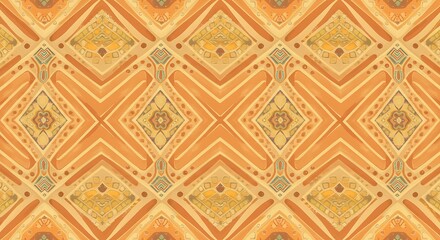 Ornate geometric pattern with repeating diamond and zigzag shapes in warm earthy tones