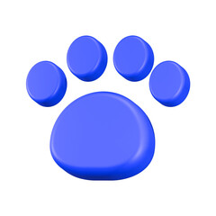 3d rendering icon paw blue color